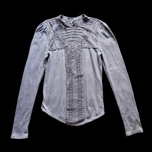 Free People pale purple laced bohemian‎ chic cottagecore longsleeve top size M